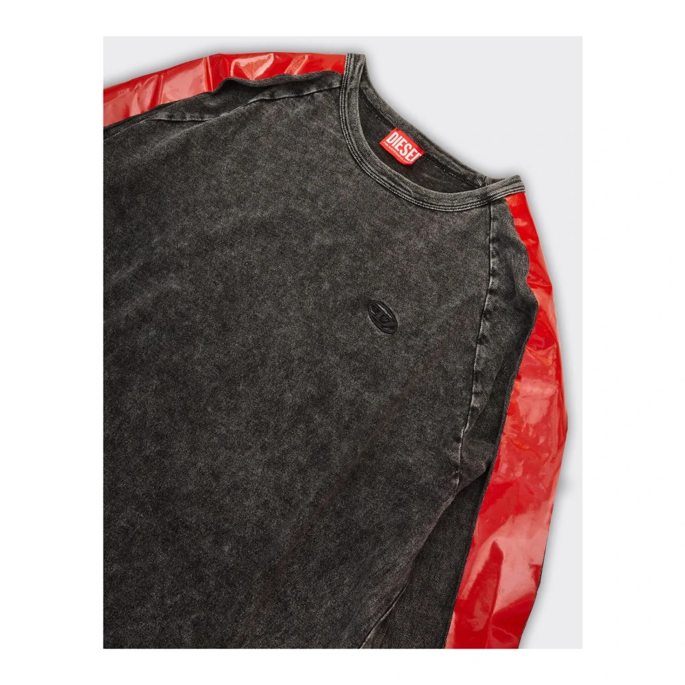 Diesel Lange mouw T-shirt in rood denim Gray Heren