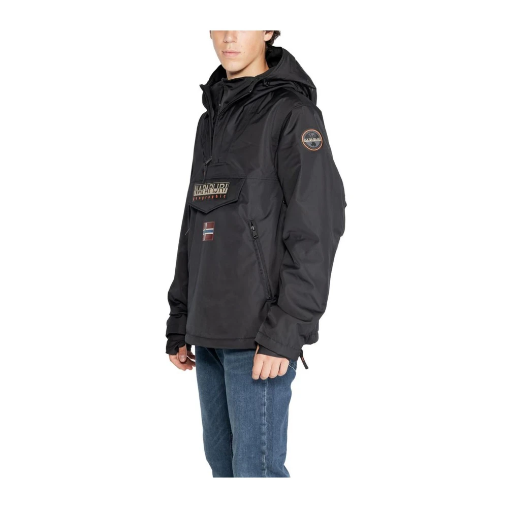 Napapijri Zwarte Polyesterjas Herfst Winter Collectie Black Heren
