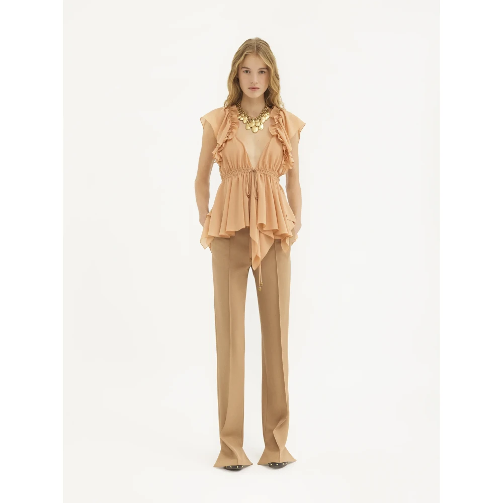 Chloé Roze Ruche Empire Cut Zijden Top Pink Dames