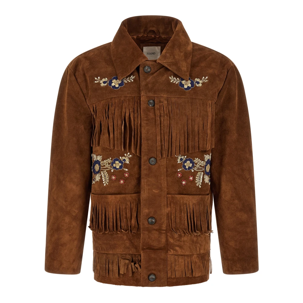 Found Herr Brun Jackor M, Mocka, Fringed Embroidered Jacket