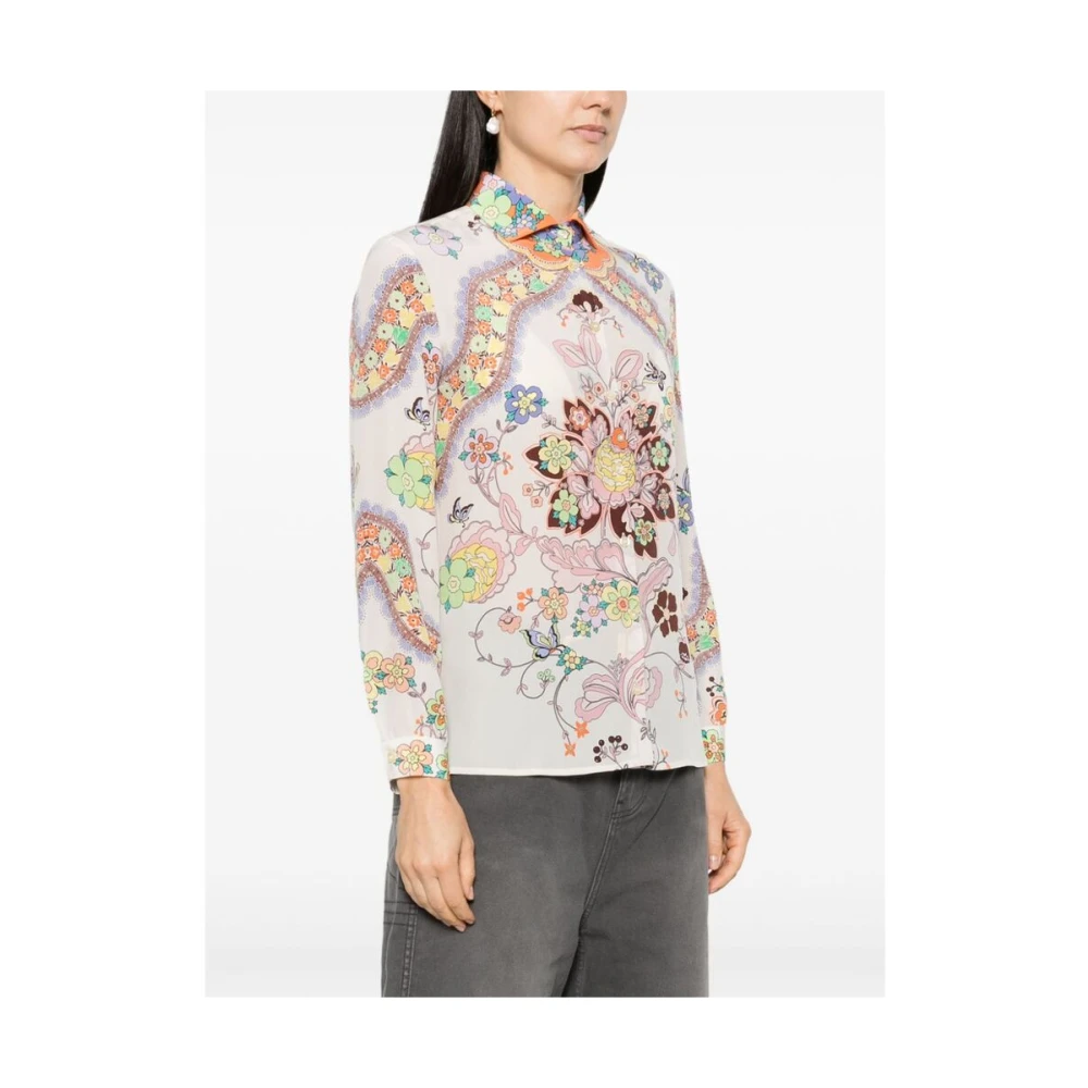 ETRO Beige Overhemd met Korte Mouwen Multicolor Dames