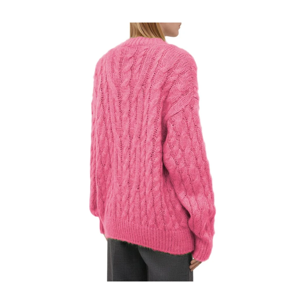 Msgm Roze Acryl V-hals Trui Pink Unisex