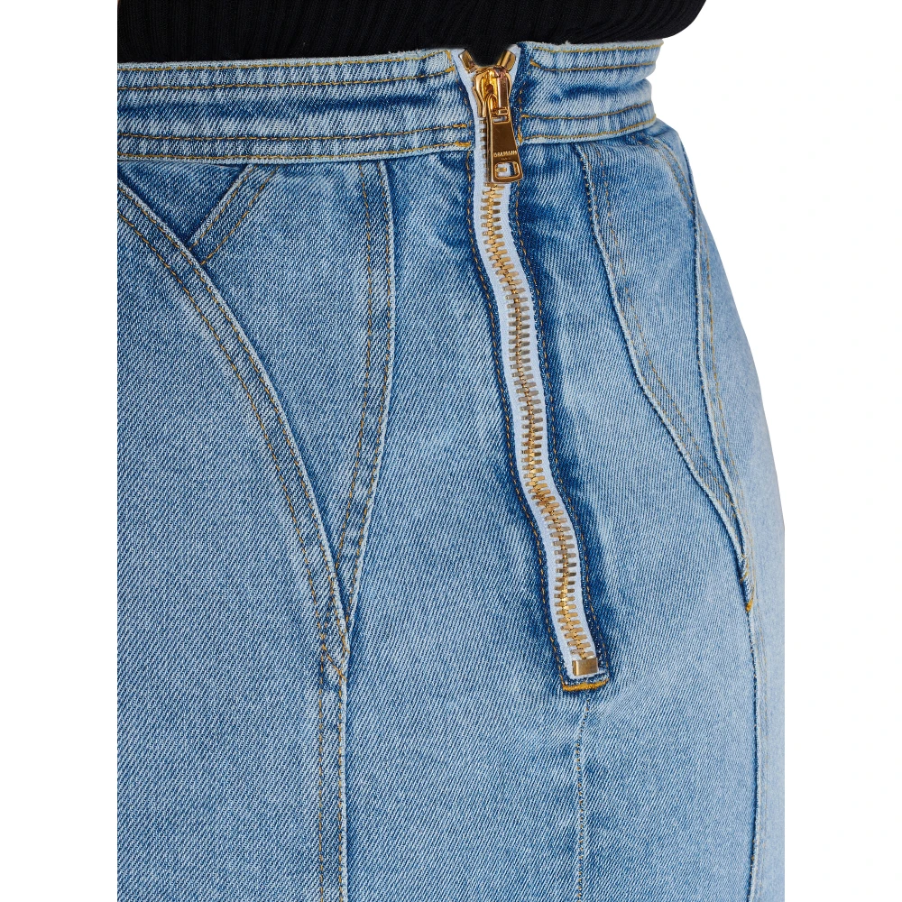 Balmain Geknoopte denim rok Blue Dames