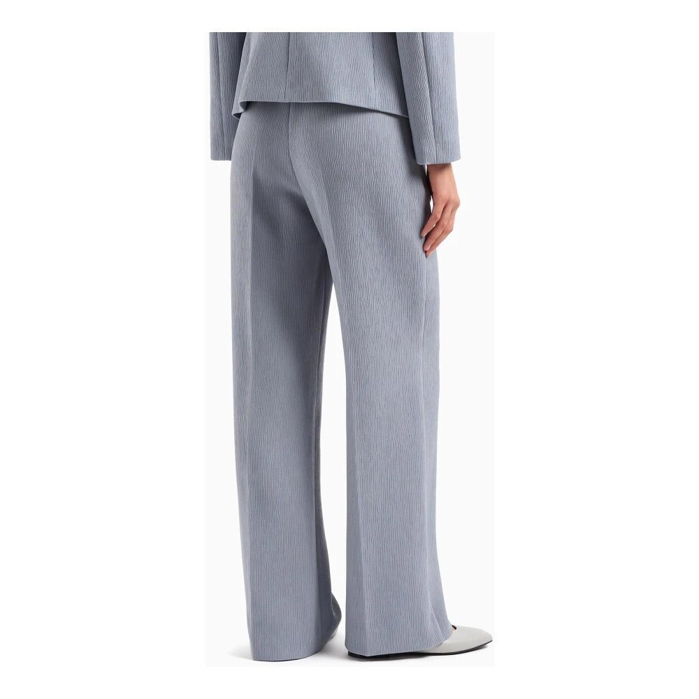 Emporio Armani Stretch Technische Geribbelde Broek Gray Dames