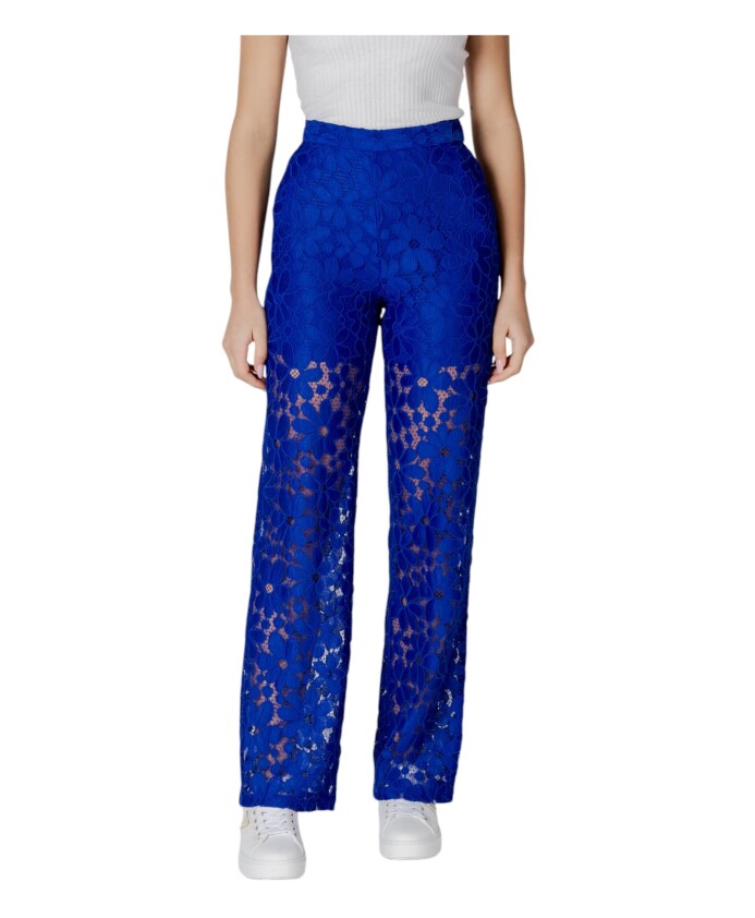 pantalon-en-polyester-bleu-uni-a-fermeture-eclair