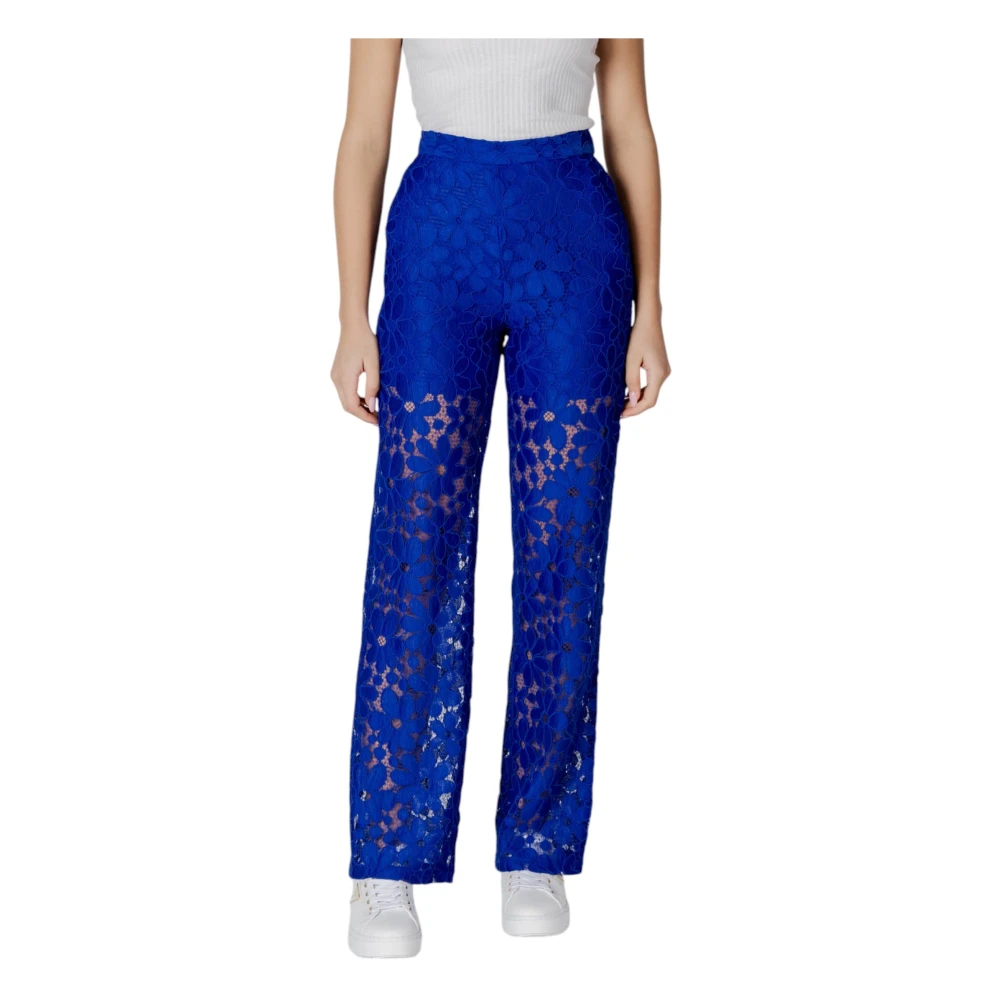 Desigual Women's Blue Plain Polyester Zip Trousers Extra Small