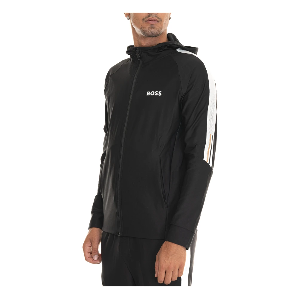Boss High-Tech Hoodie met Rits Black Heren