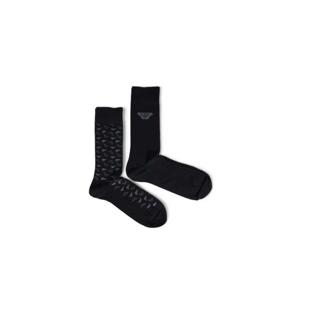 Emporio Armani Zwarte Eagle Logo Katoenen Sokken Black Heren