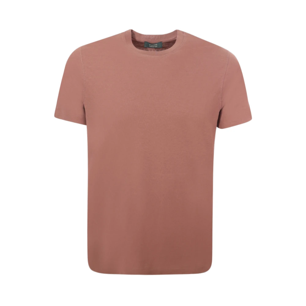 Zanone Zalm Crew-neck T-shirt Slim Fit Pink Heren