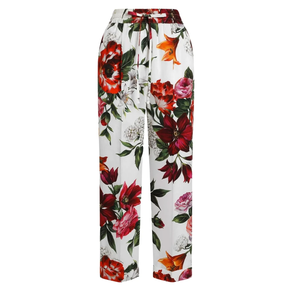 Dolce & Gabbana Women's Flower-Print Poplin Trousers