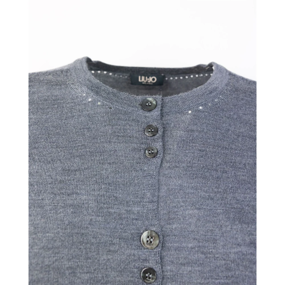 Liu Jo Wollen Cardigan Sweater Lange Mouw Gray Dames