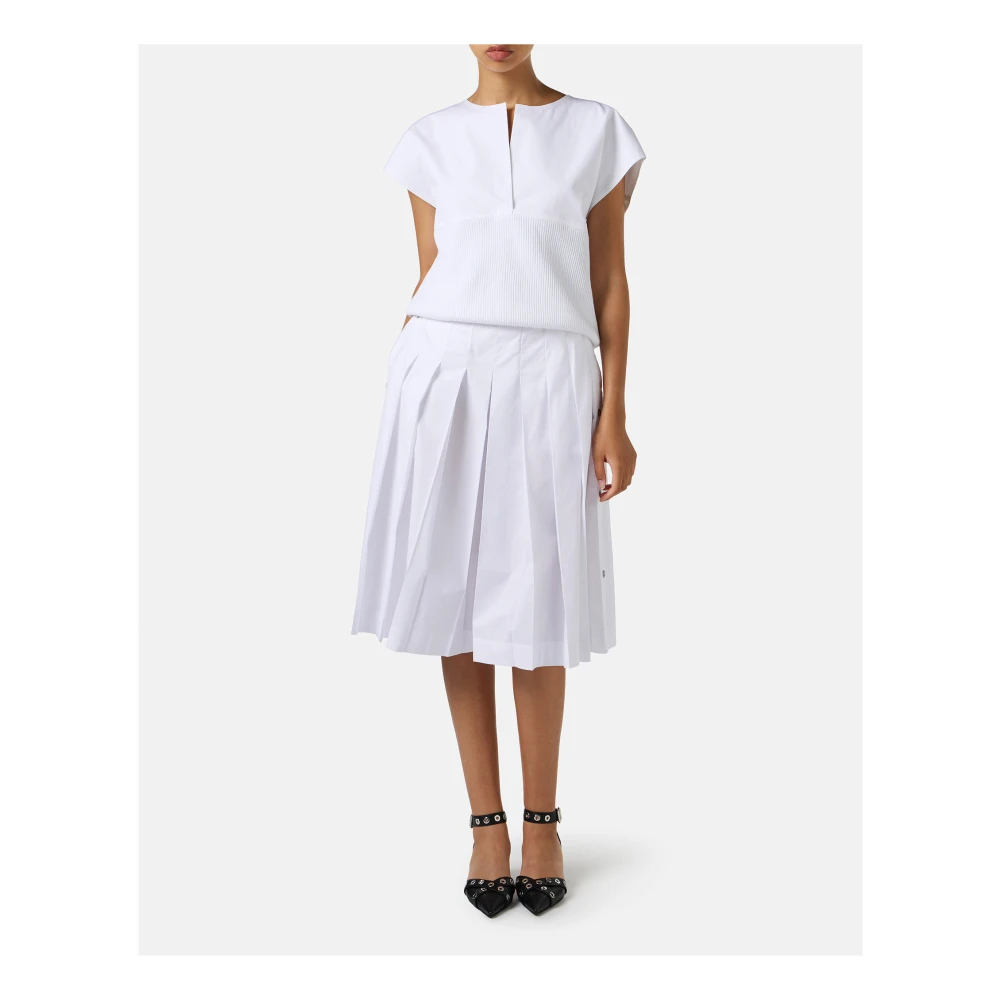 Iceberg Witte carry-over ronde hals in katoen met jacquard logostreep White Dames