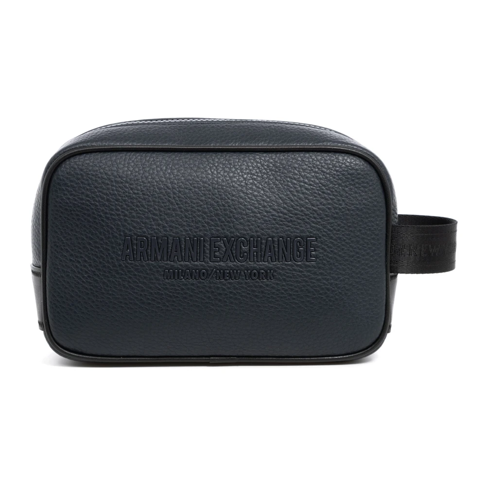 Armani Exchange Eenvoudige toilettas met ritssluiting Blue Heren