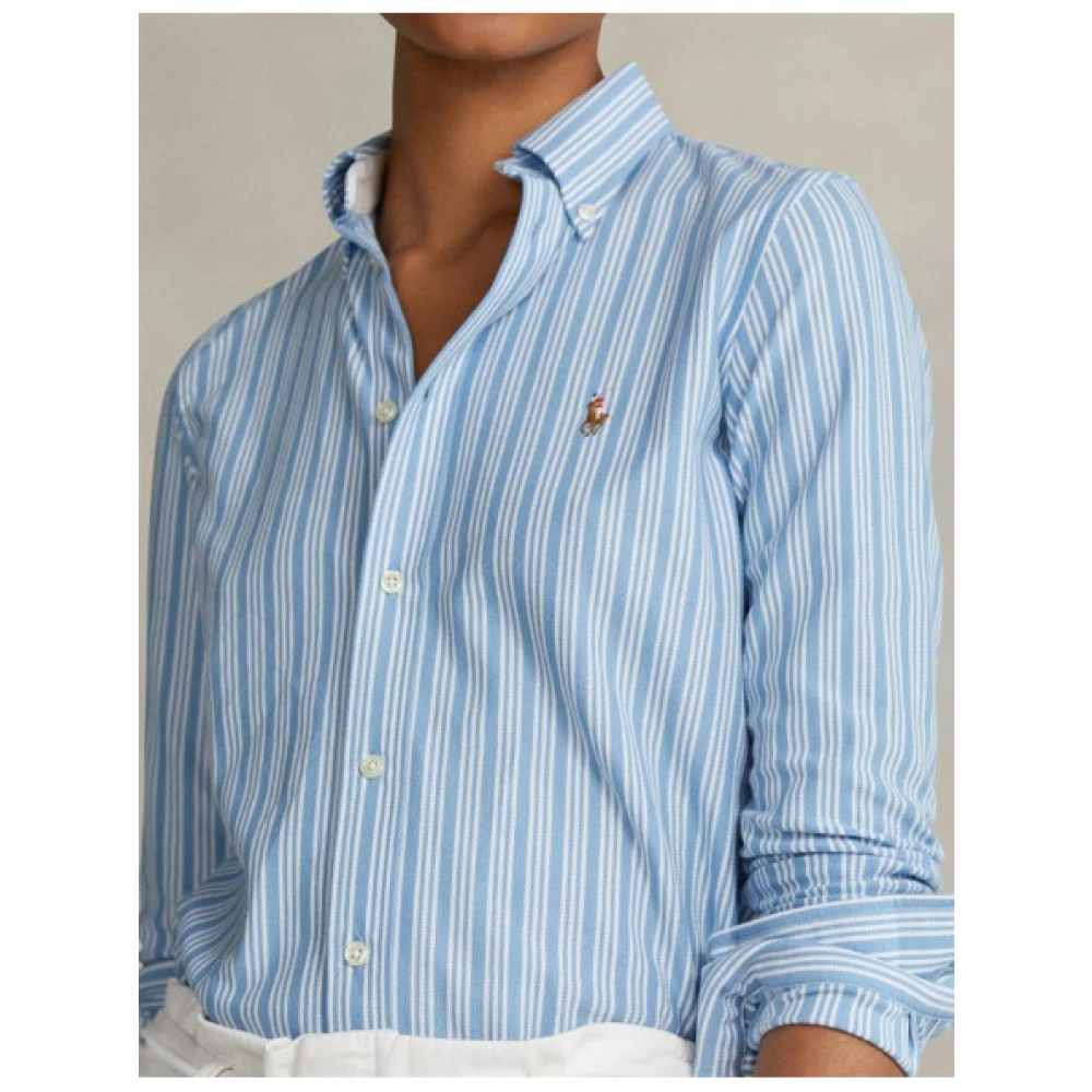 Polo Ralph Lauren Heidi Polo Gebreide Shirt Carolina Blue White Blue Dames