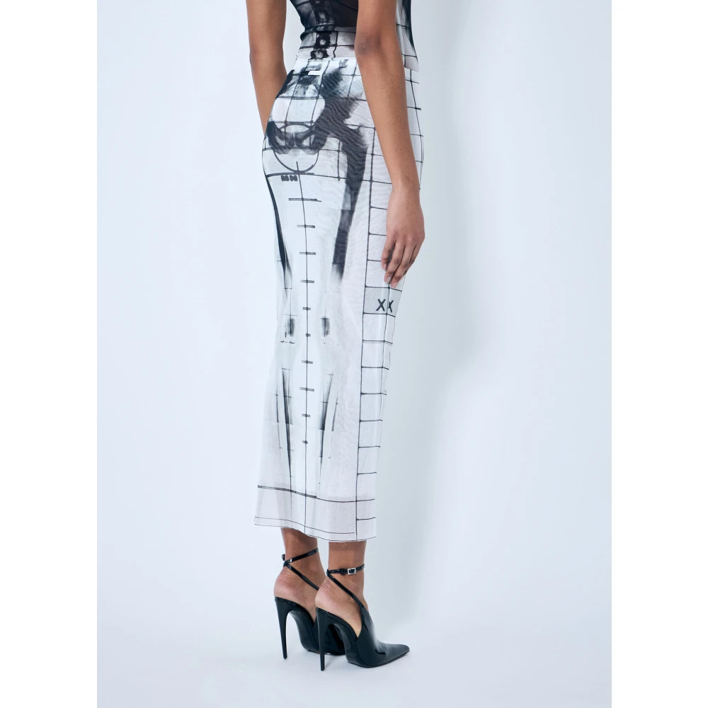 Jean Paul Gaultier Squeletor Mesh Midi Rok Blue Dames