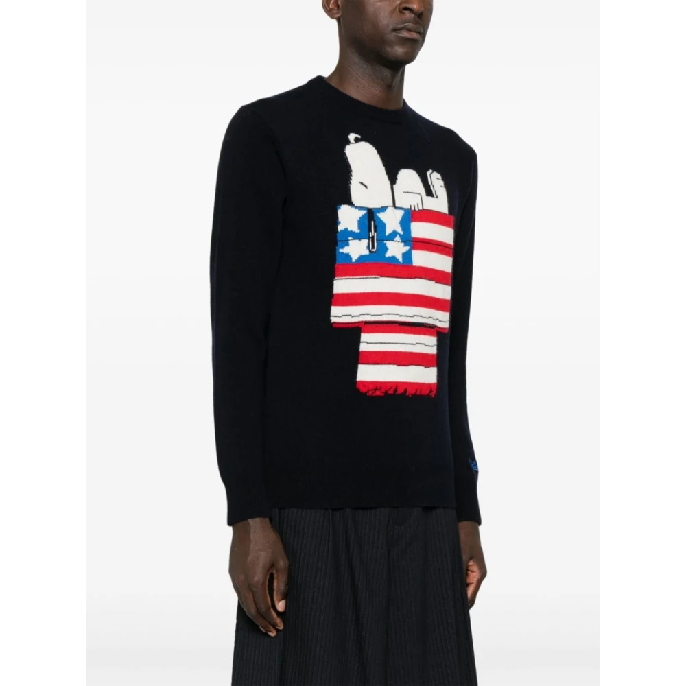 MC2 Saint Barth Blauwe Snoopy Sweater met Crew Neck Blue Heren