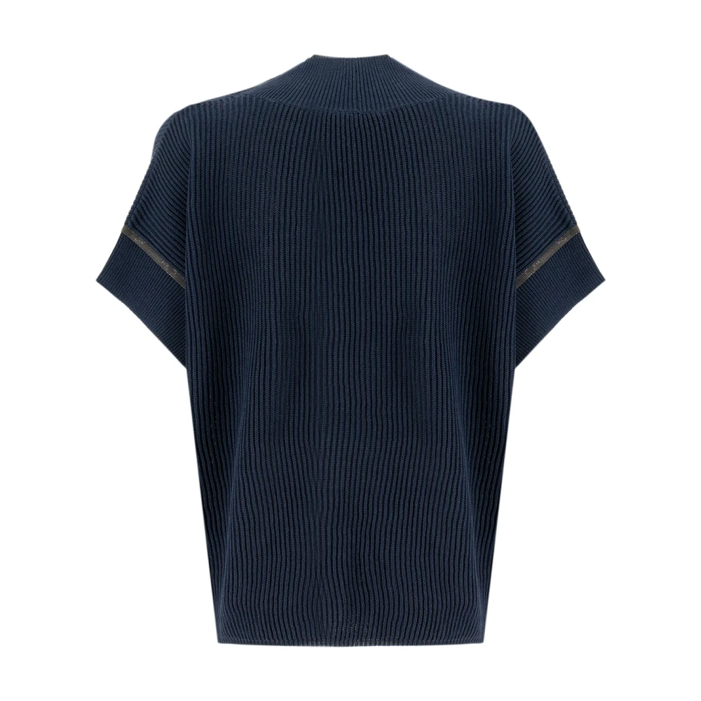BRUNELLO CUCINELLI Casual Katoenen T-shirt met Iconische Borduursels Blue Dames
