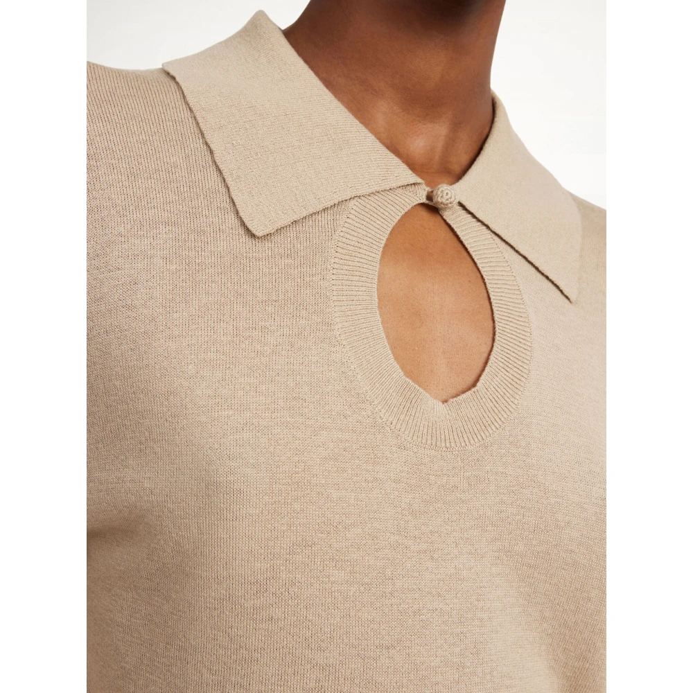 By Malene Birger Lichte Wollen Blend Polo Shirt By Herenne Birger Brown Dames