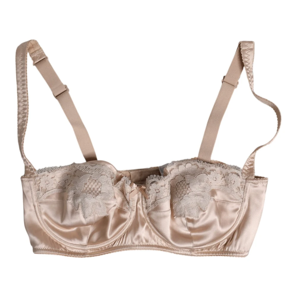 Dolce & Gabbana Women's Beige Silk Balconette Bra Underwear