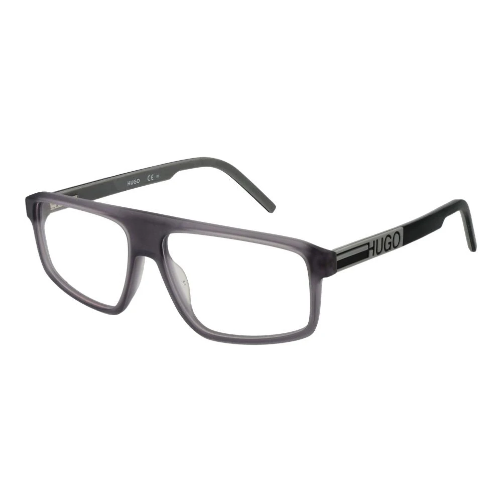 Hugo Men's Gray Glasses, One Size, Rectangle Acetate Frame