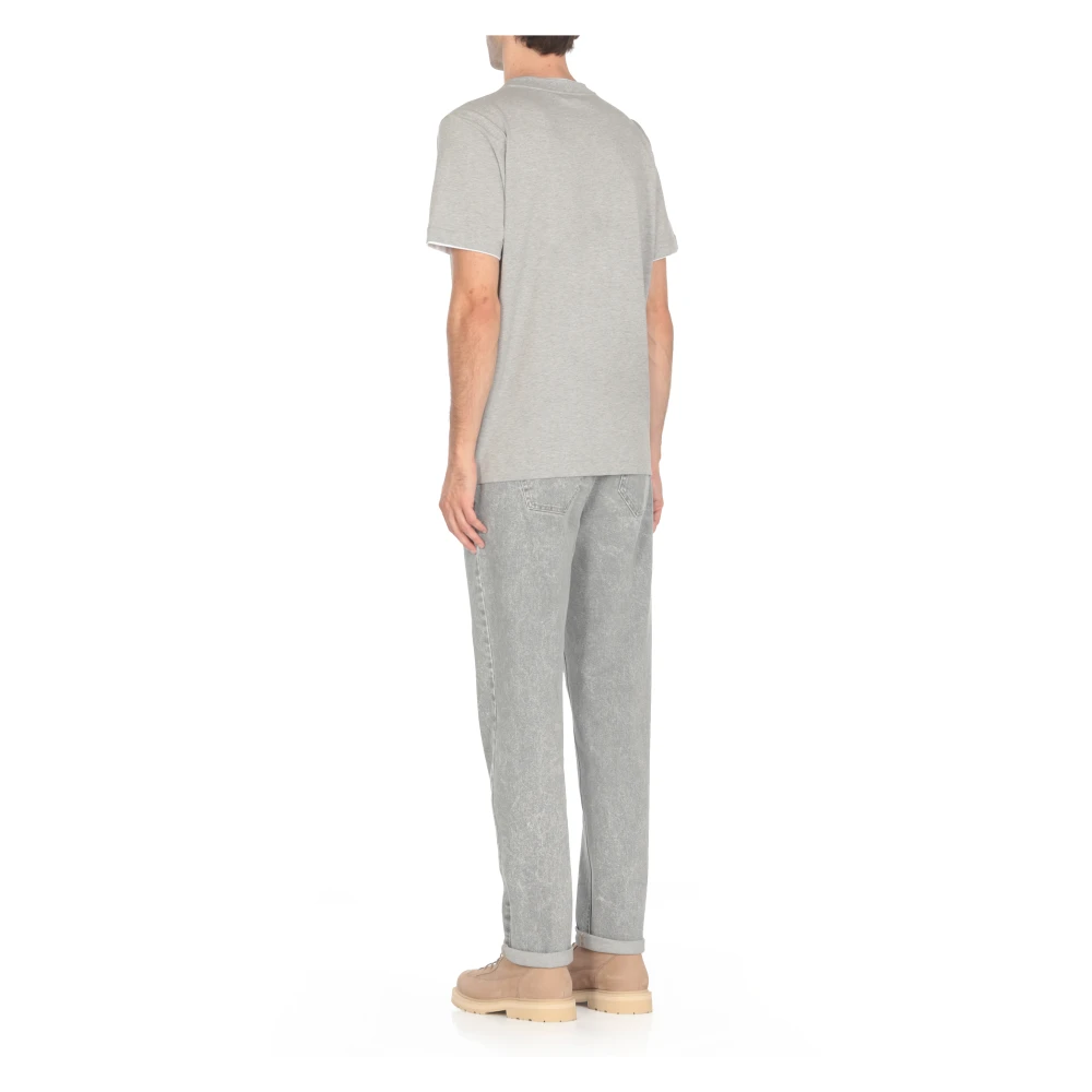 PESERICO Grijze Katoenen T-shirt met Logo Gray Heren