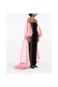 black-pink-satin-cape-dress