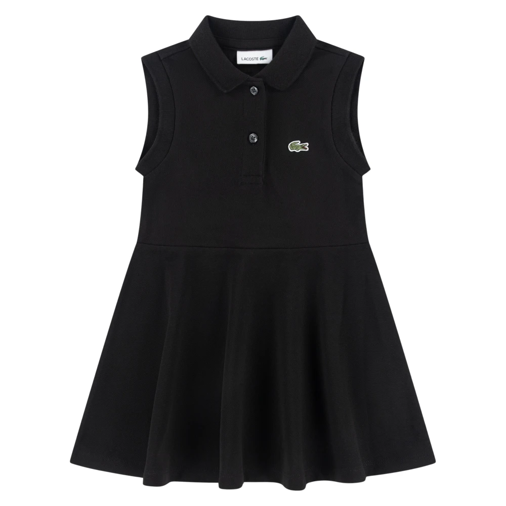 Lacoste Girls Black Dresses, 10 Y, Sleeveless Pique Polo Dress