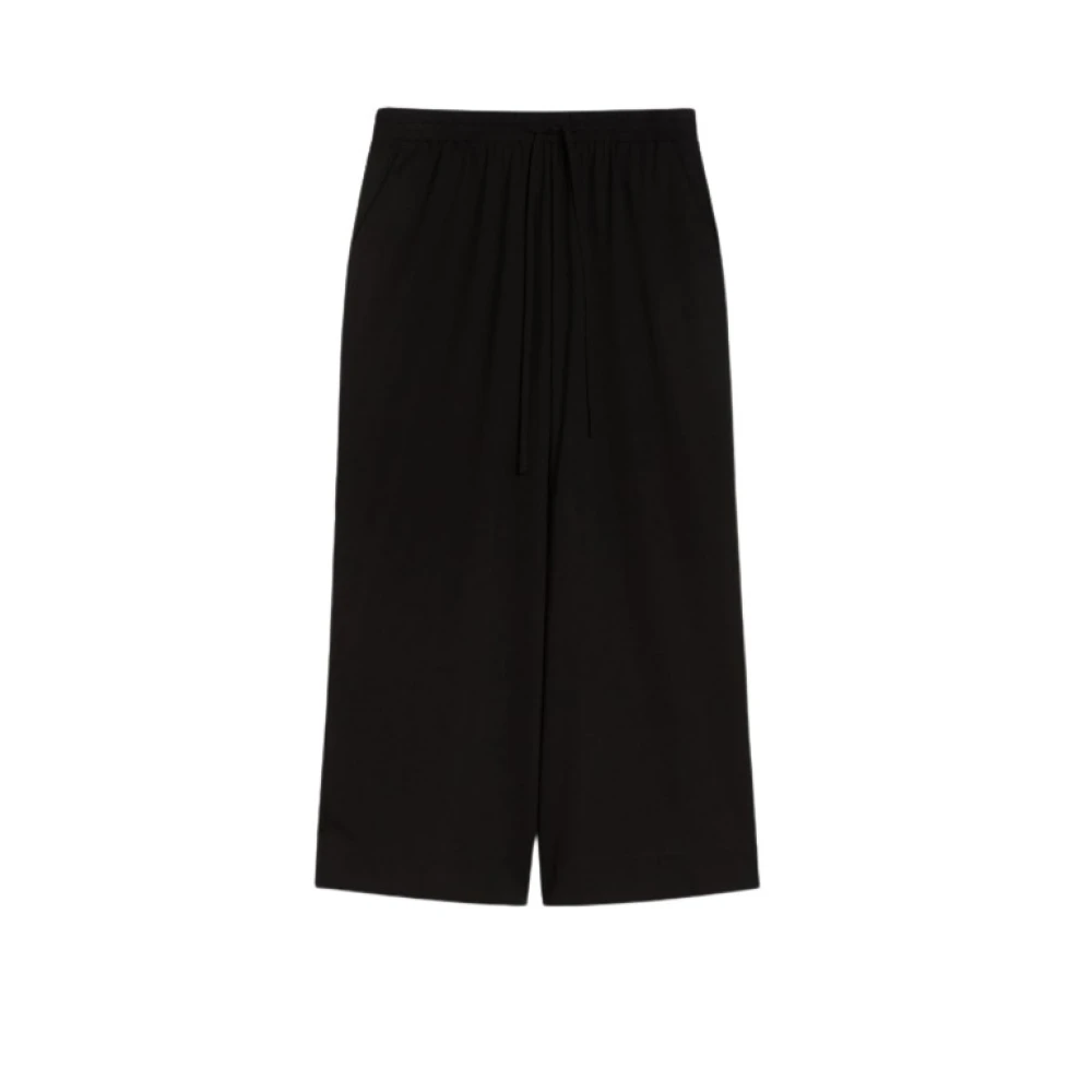 Max Mara Weekend Women's Black Wide Leg Cropped Trousers