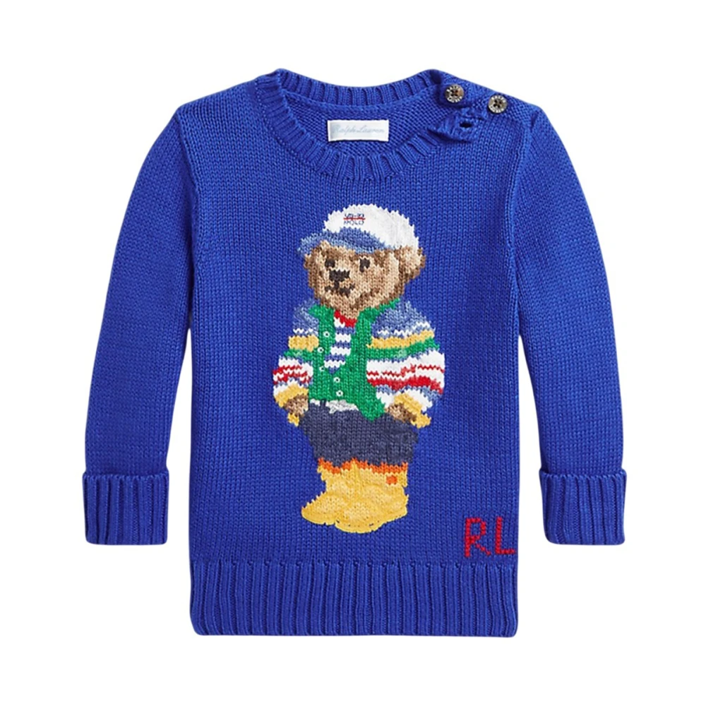 Ralph Lauren Boys Blue Kids Knitwear, 9 M, Crew Neck Jumper