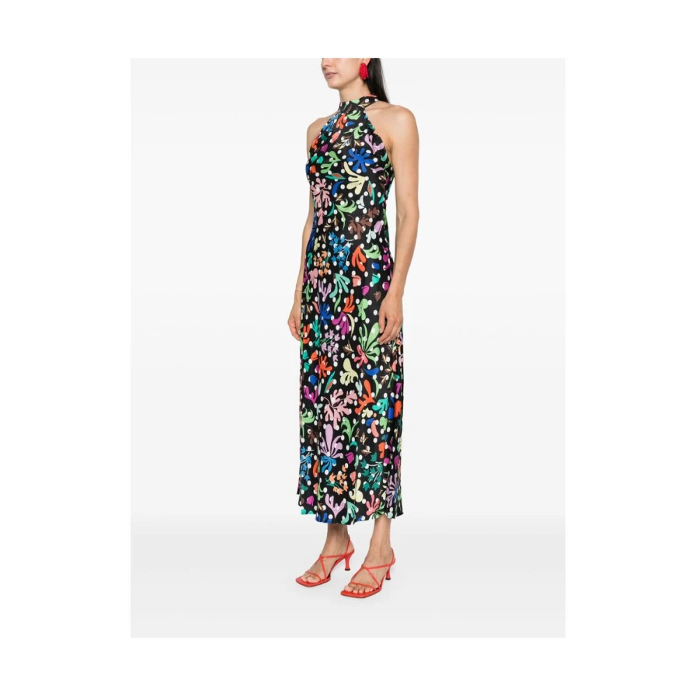Rixo Polka Dot Bloemen Halternek Jurk Multicolor Dames