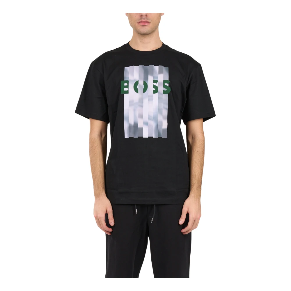 Hugo Boss Katoenen Grafisch T-shirt Black Heren