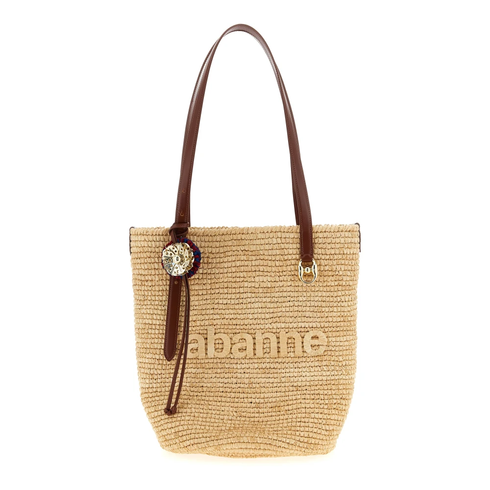Rabanne Vrouw Beige Tassen Dames, One Size, Natuurlijke Raffia Tote Bag