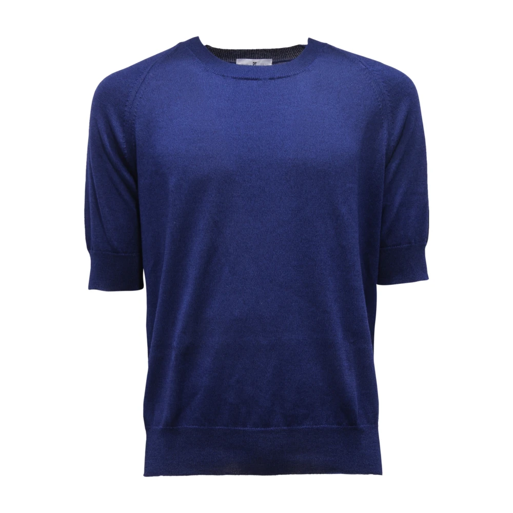 Pt01 Blue T-Shirts, Male, M, Italian Style Knitwear Made In Italy