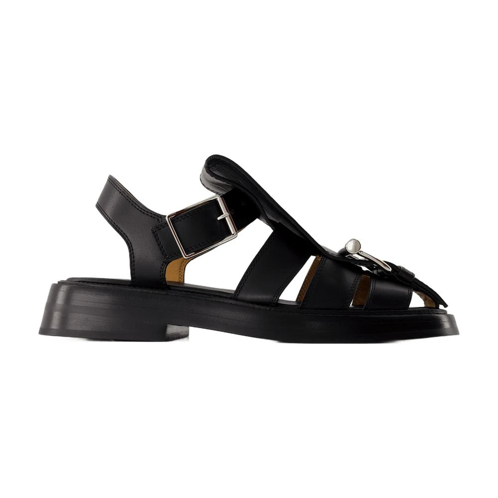 Alexander Mcqueen Black Flat Sandals, Female, 3 Uk, Leather T-Bar Sandals
