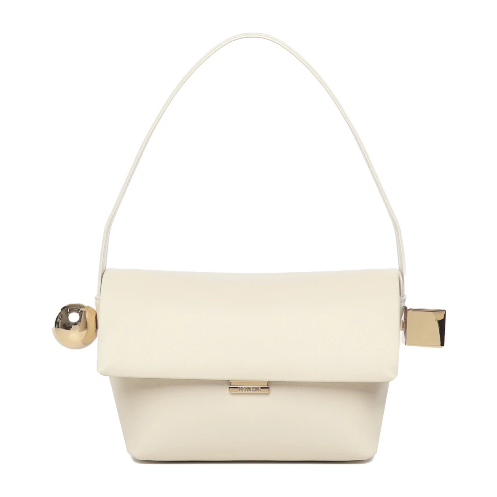 Jacquemus Cirkelvormige Metalen Sluiting Clutch Room Beige Dames