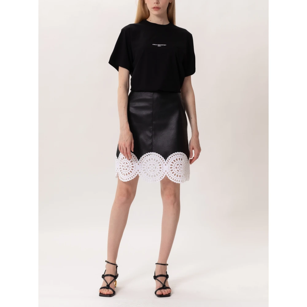 Stella Mccartney Geborduurde Leren Rok Black Dames
