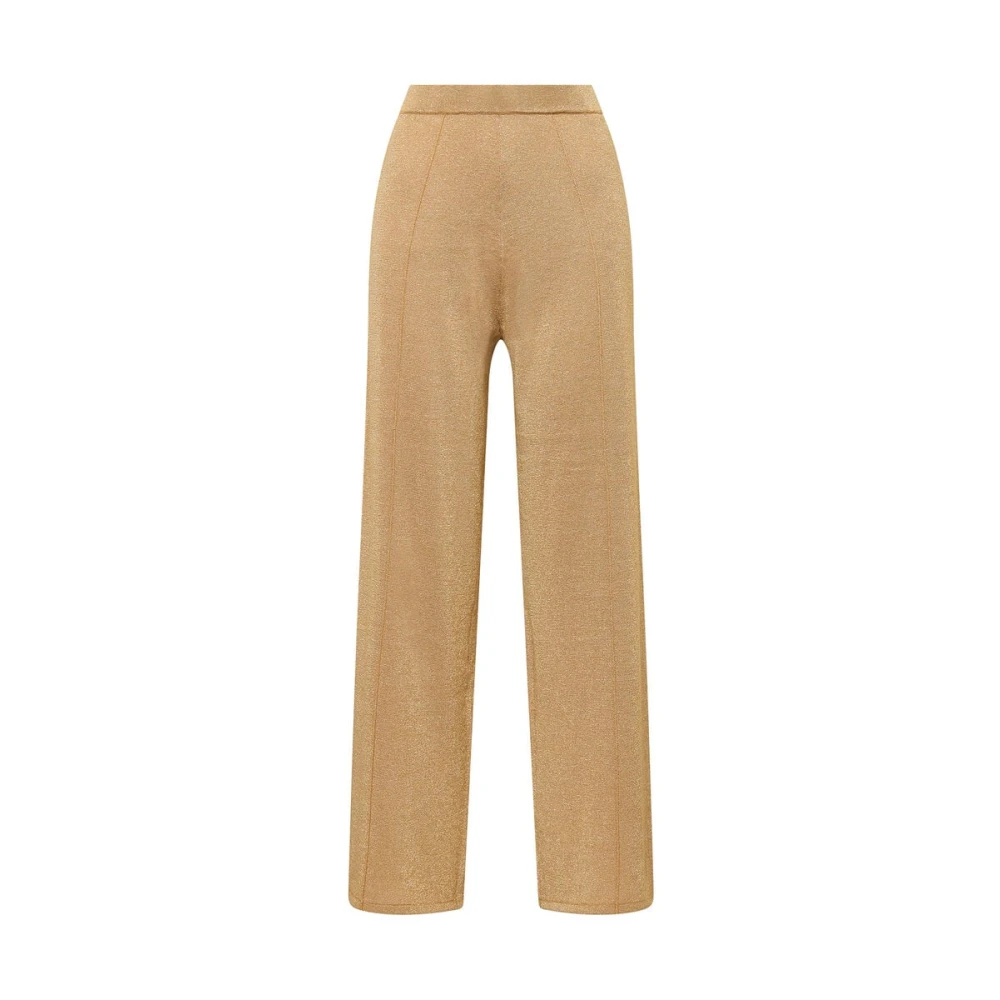 Maliparmi Women's Yellow Wide Trousers, Xs, Shiny Fluid Lurex Trousers