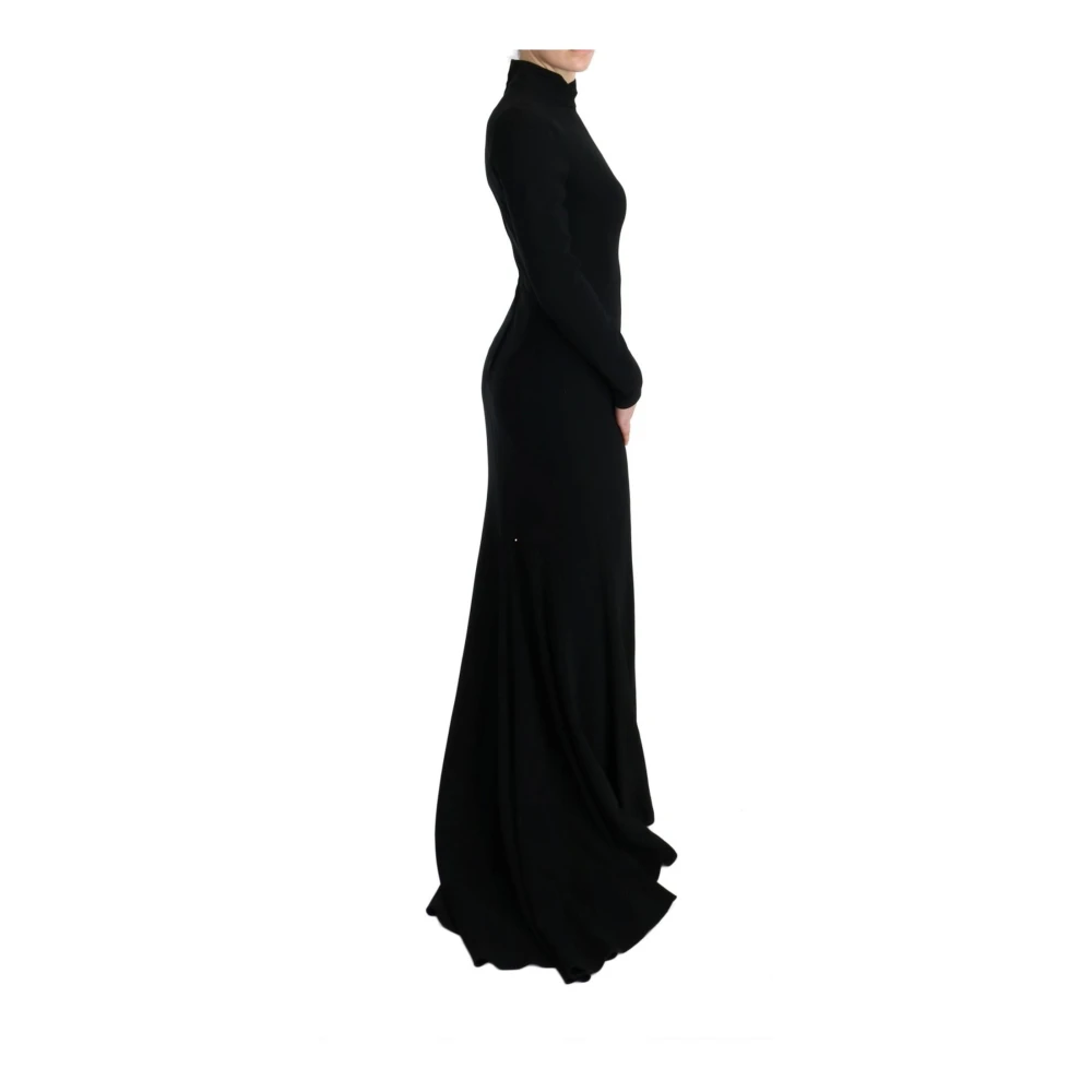 Dolce & Gabbana Zwarte Lange Mouw Sheath Gown Black Dames