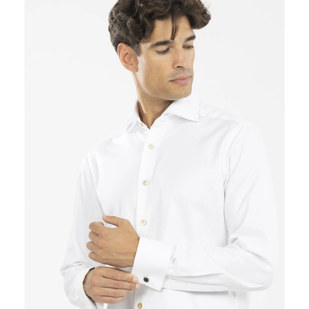 Kiton Italiaanse stijl katoenen overhemd White Heren