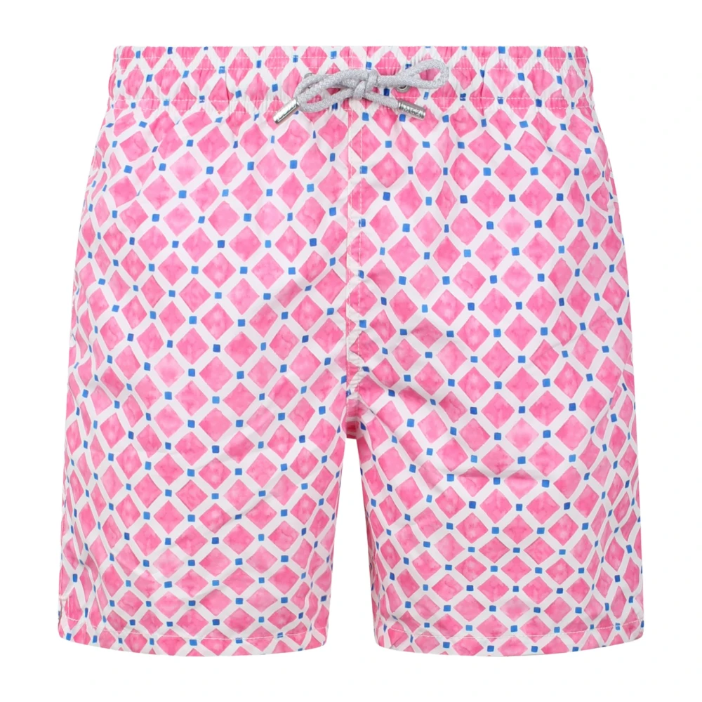 MC2 Saint Barth Geometrisch Verf Patroon Zwemshorts Pink Heren