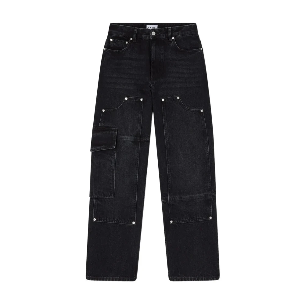 Ganni Women's Black Audri Straight Jeans - Straight Fit Jeans - W25 L33 - Jeans