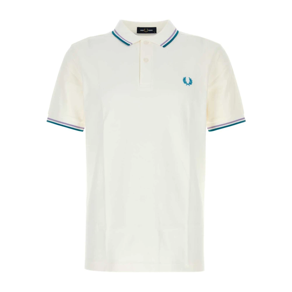 Fred Perry Vit Piquet Polo Shirt White, Herr