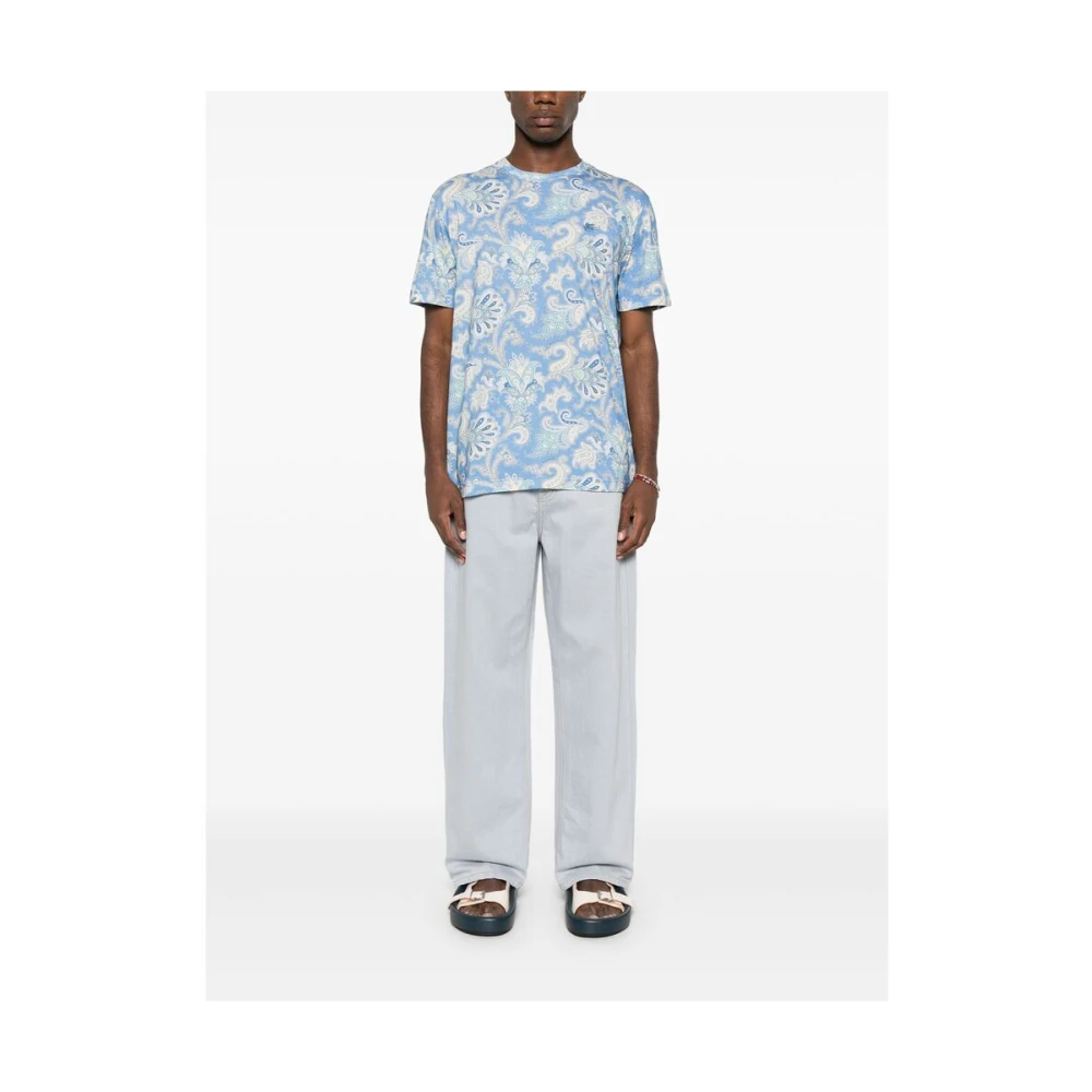 ETRO Hemelsblauw Crew Neck T-shirt Blue Heren