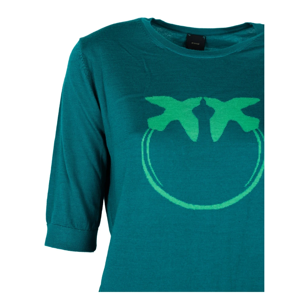 pinko Elegante Blouse met Groot Logo Green Dames