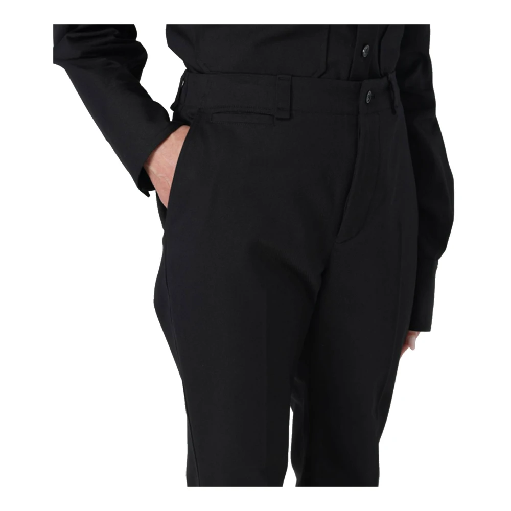 Saint Laurent Katoenen Broek met Voorknoopsluiting Black Dames