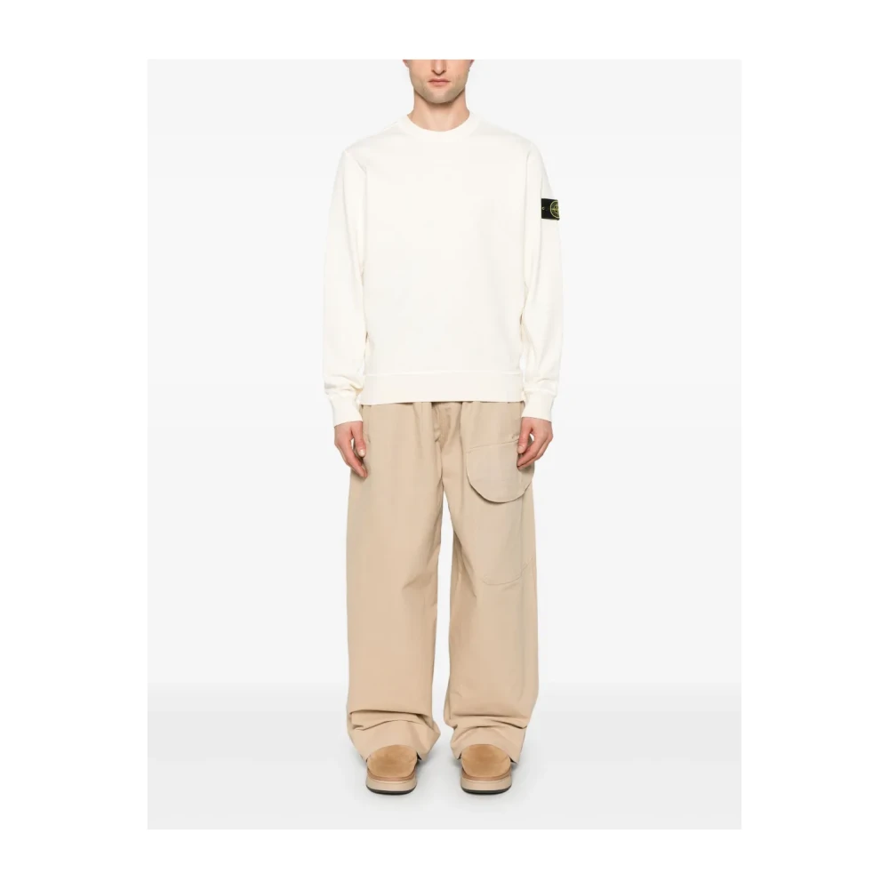 Stone Island Witte Crewneck Sweatshirt met Contrasterende Stiksels White Heren