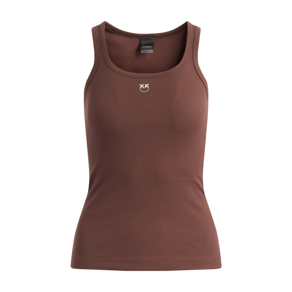 Pinko Women's Brown Sleeveless Tops, S, Calcolatore Canottiera