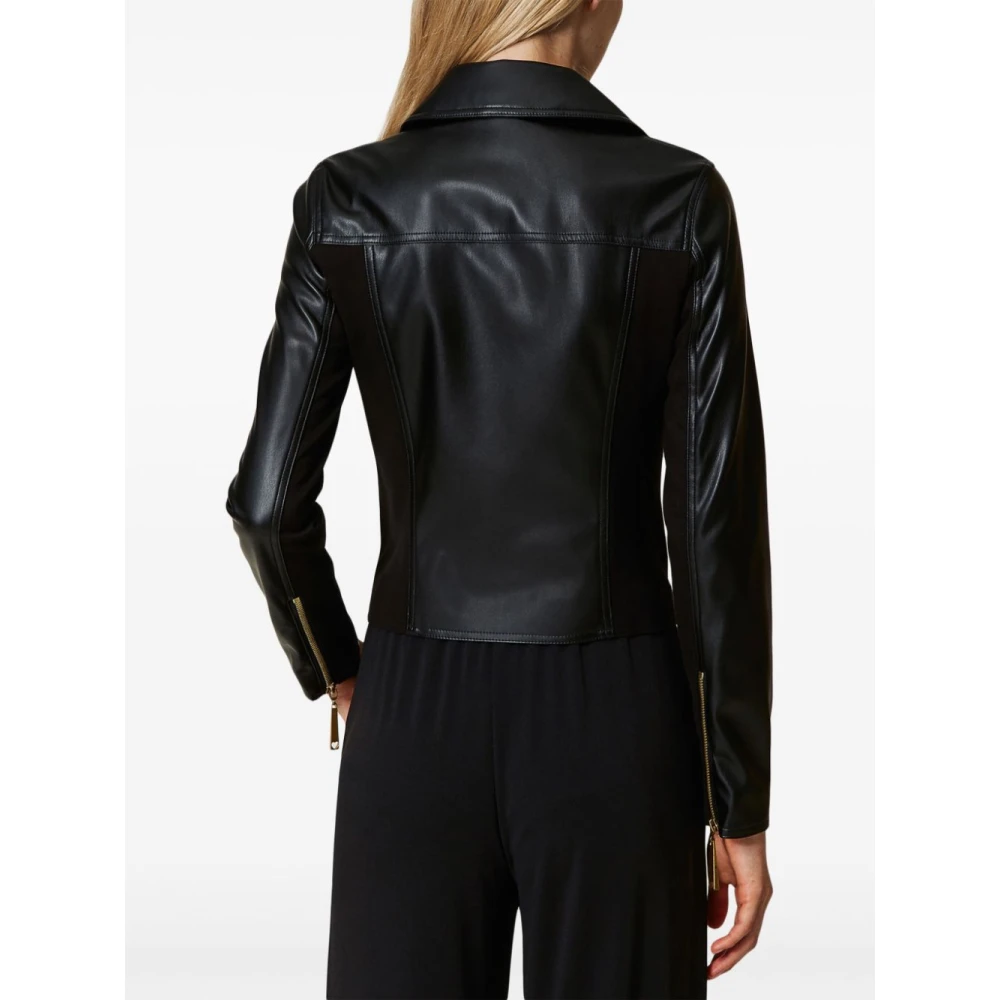 Twinset Imitatie Leren Biker Jas Black Dames