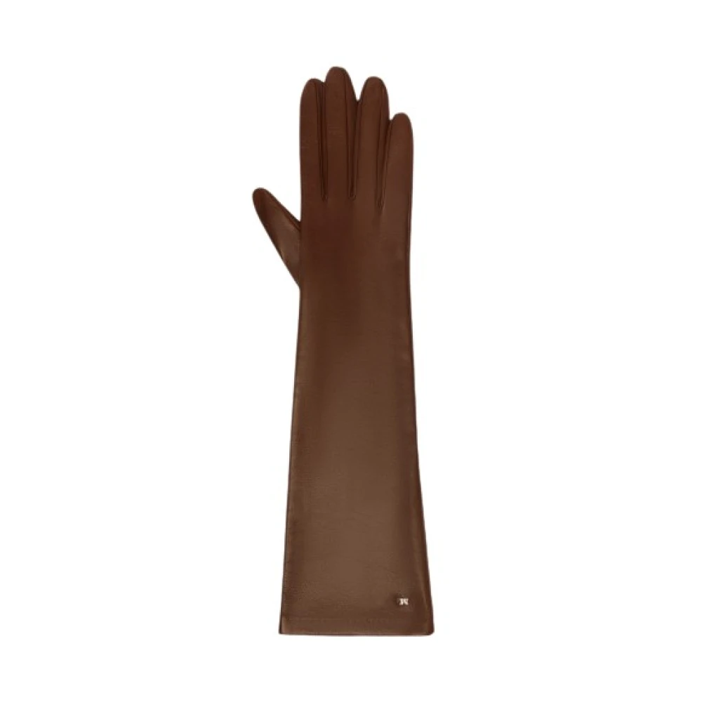 Max Mara Nappa Leren Monogram Handschoenen Brown Dames