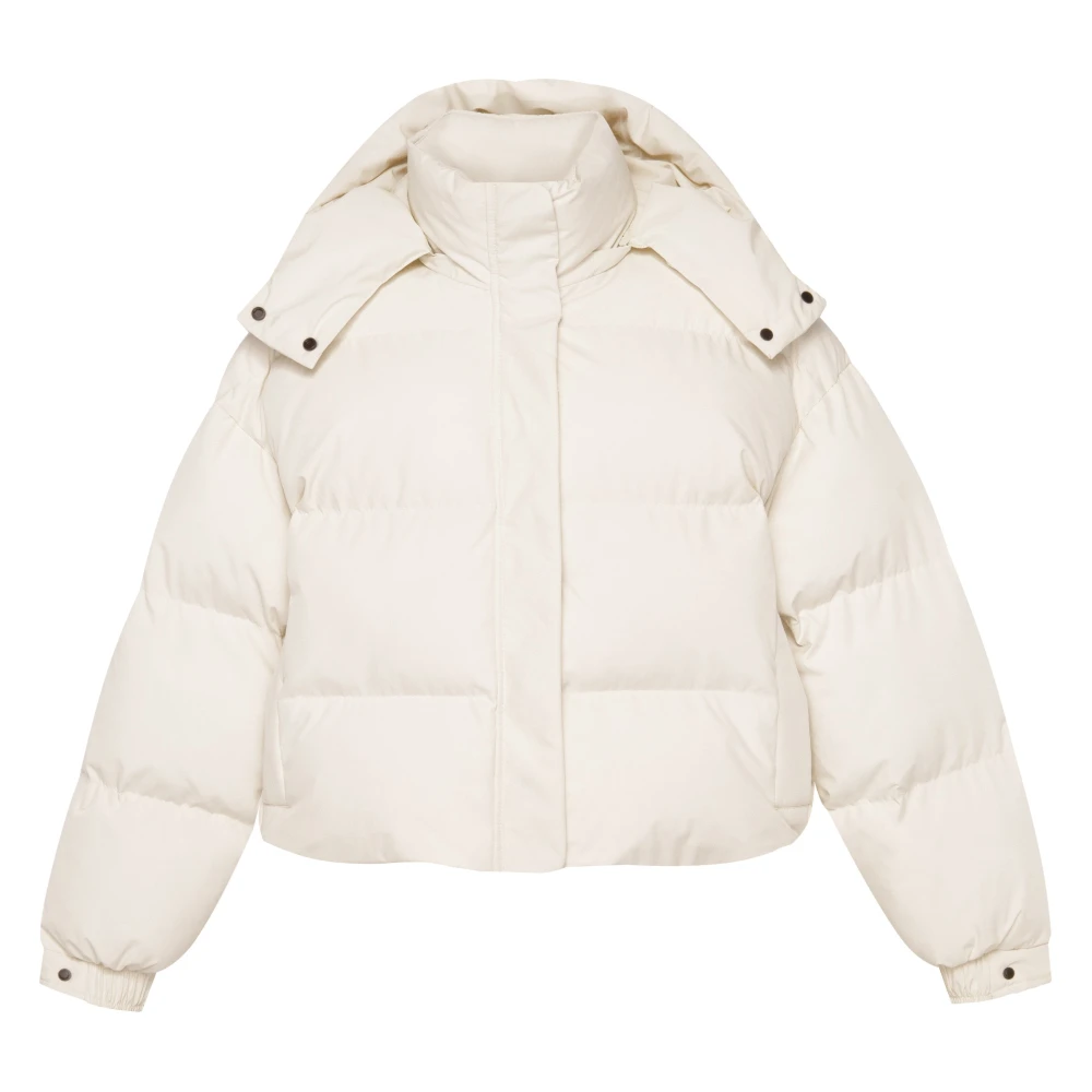Estro Lichtbeige Gewatteerde Pufferjas voor Dames met Afneembare Capuchon Beige Dames